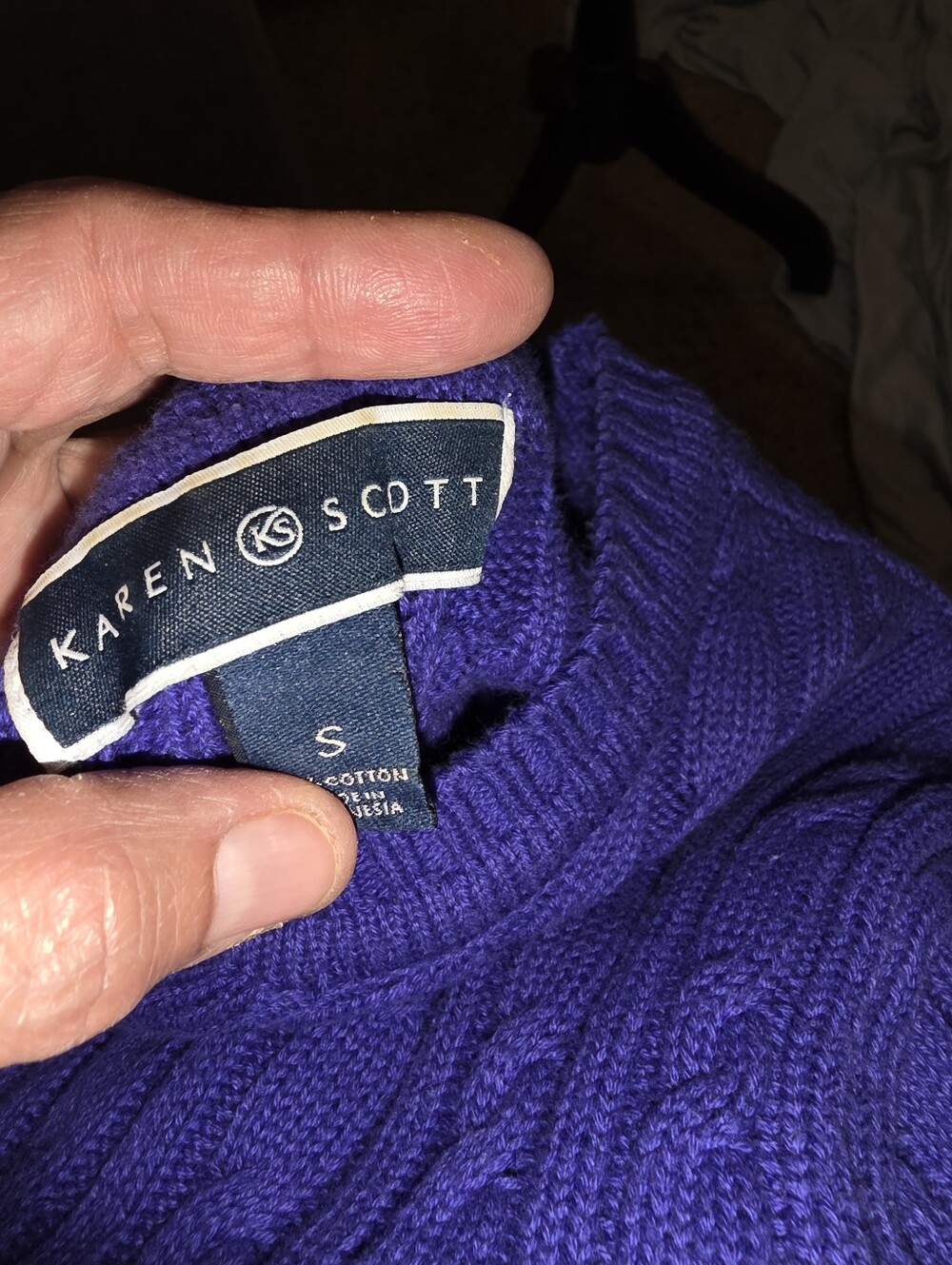 Karen Scott Women's Purple Cable Knit Sweater - Small